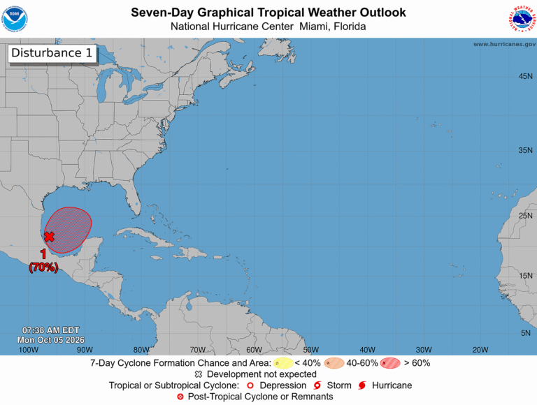 All eyes on the tropical disturbance in the Gulf this week